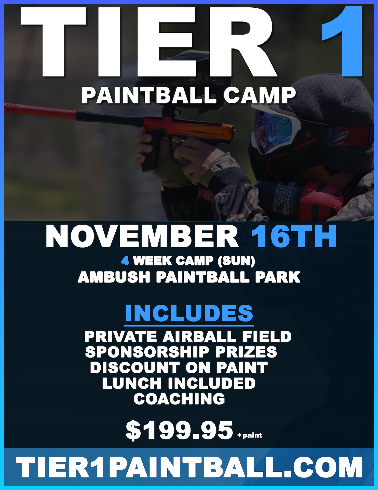 TIER 1 PAINTBALL CAMP ADMISSION
