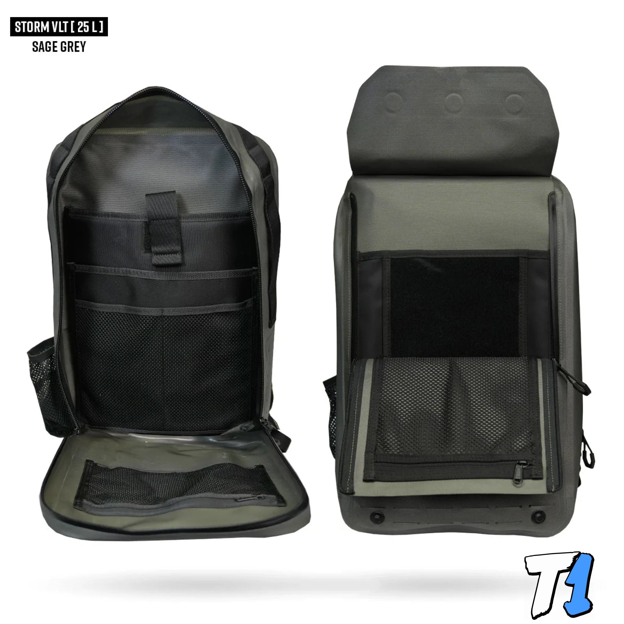 FNDN™ STORM VLT – MODULAR WEATHERPROOF BACKPACK - 25L Size Guide Sage Grey