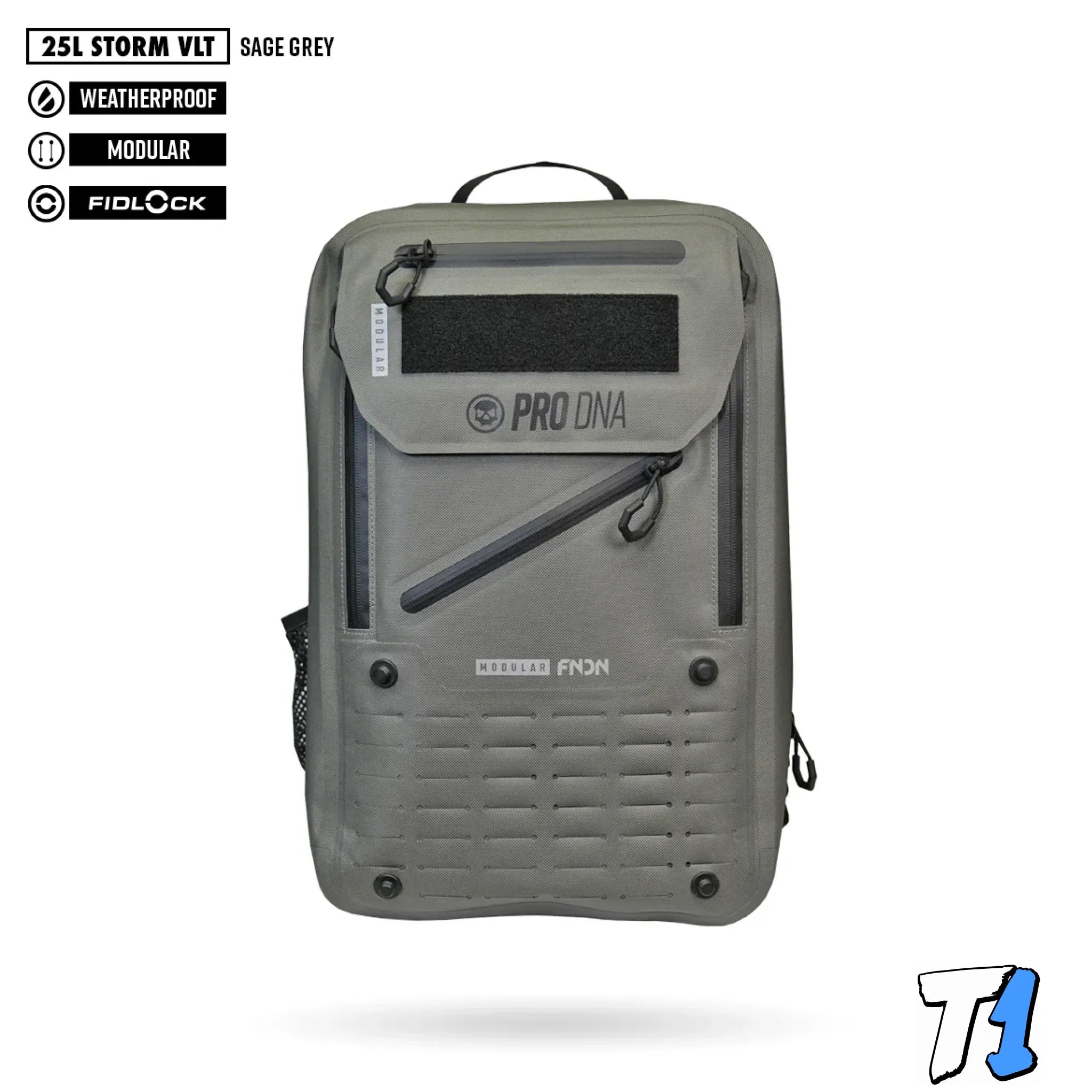 FNDN™ STORM VLT – MODULAR WEATHERPROOF BACKPACK - 25L Size Guide Sage Grey