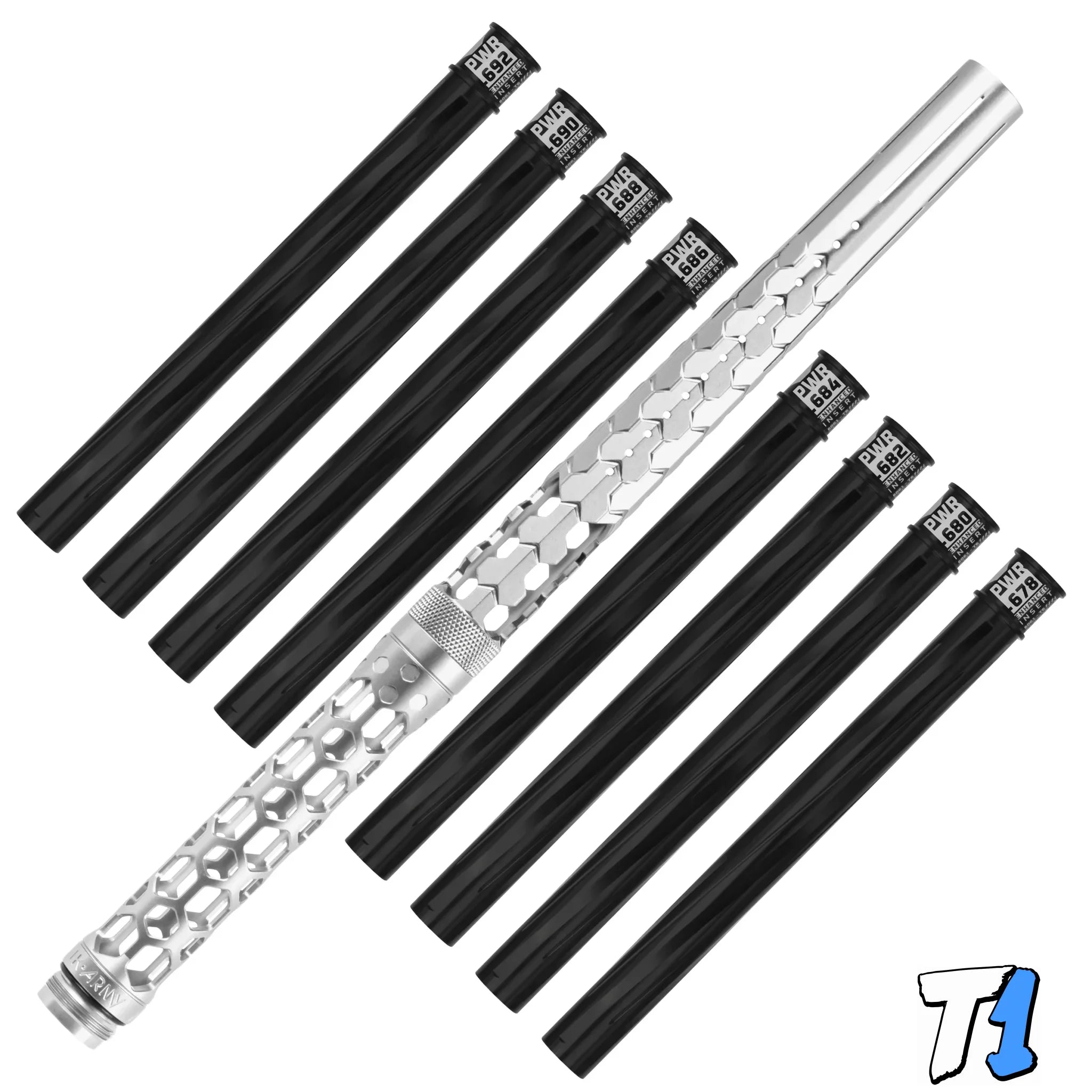 Hex PWR Barrel Kit - Silver - Black Inserts